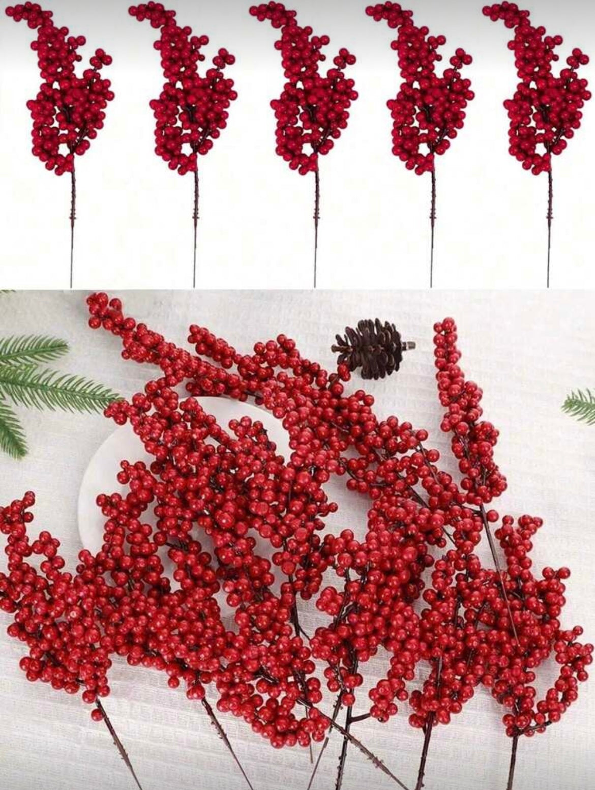 artificial red berries (10 pcs)