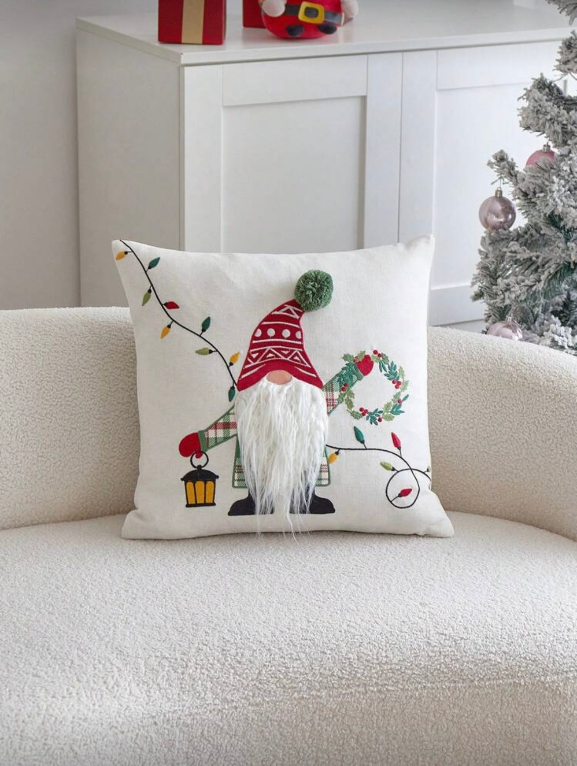 christmas gnome cushion cover 3D