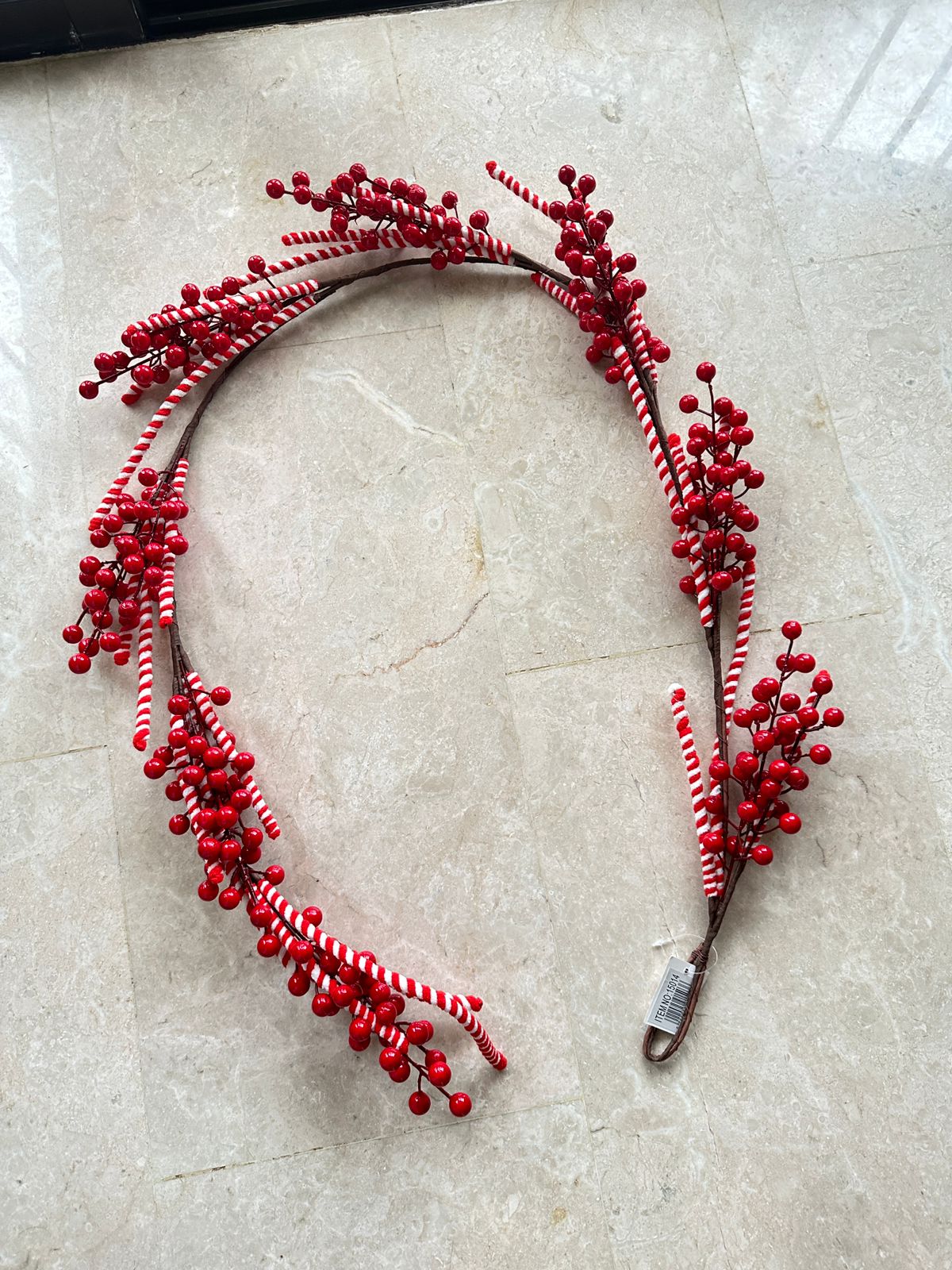 1.6 m Adjustable Candy Cane and Cranberry branch ornament