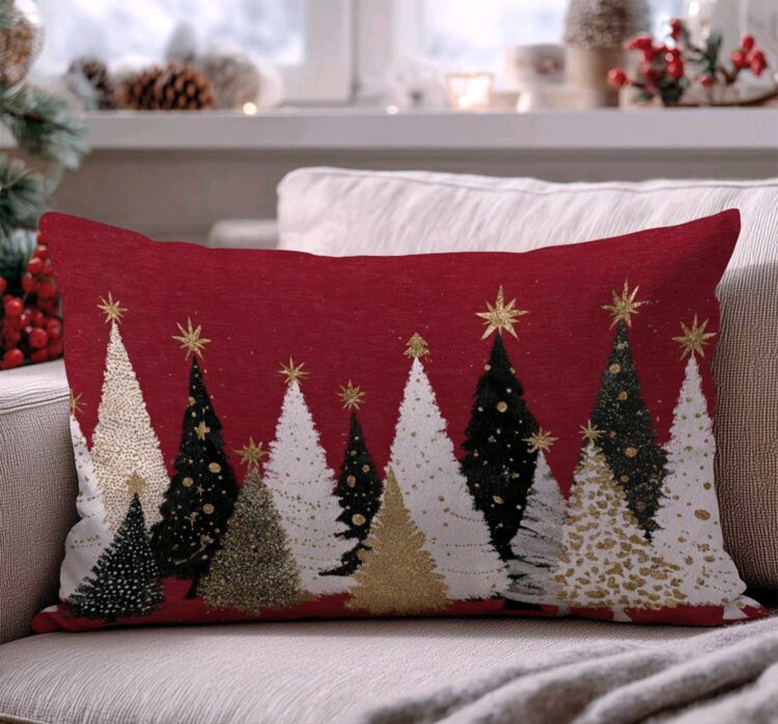 Printed Burgundy pillow covers